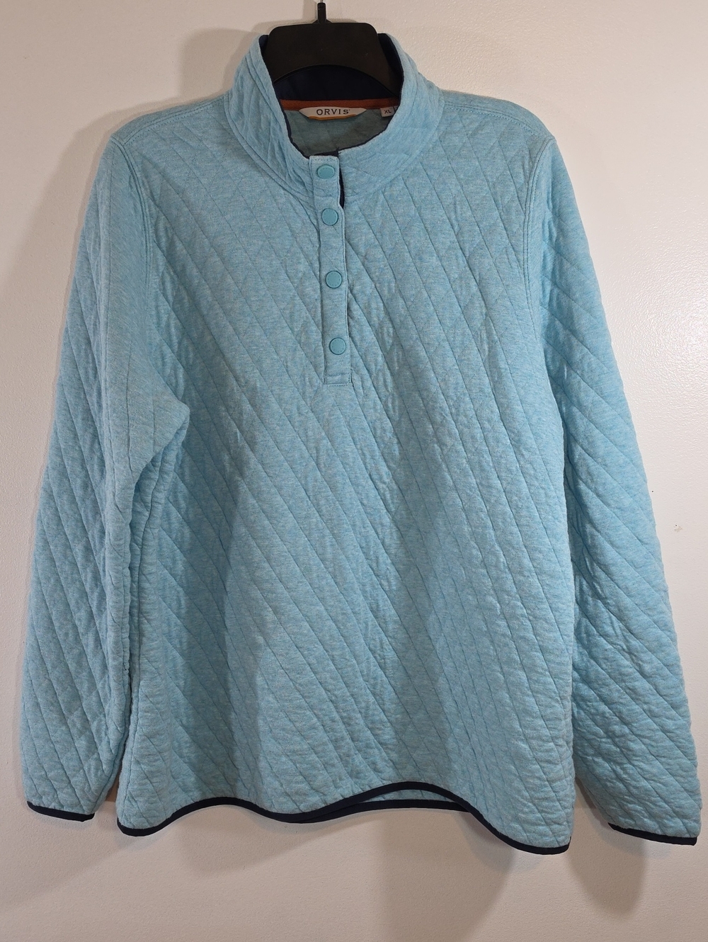 Orvis Men's Quilted Light Blue Pullover Top XLarge